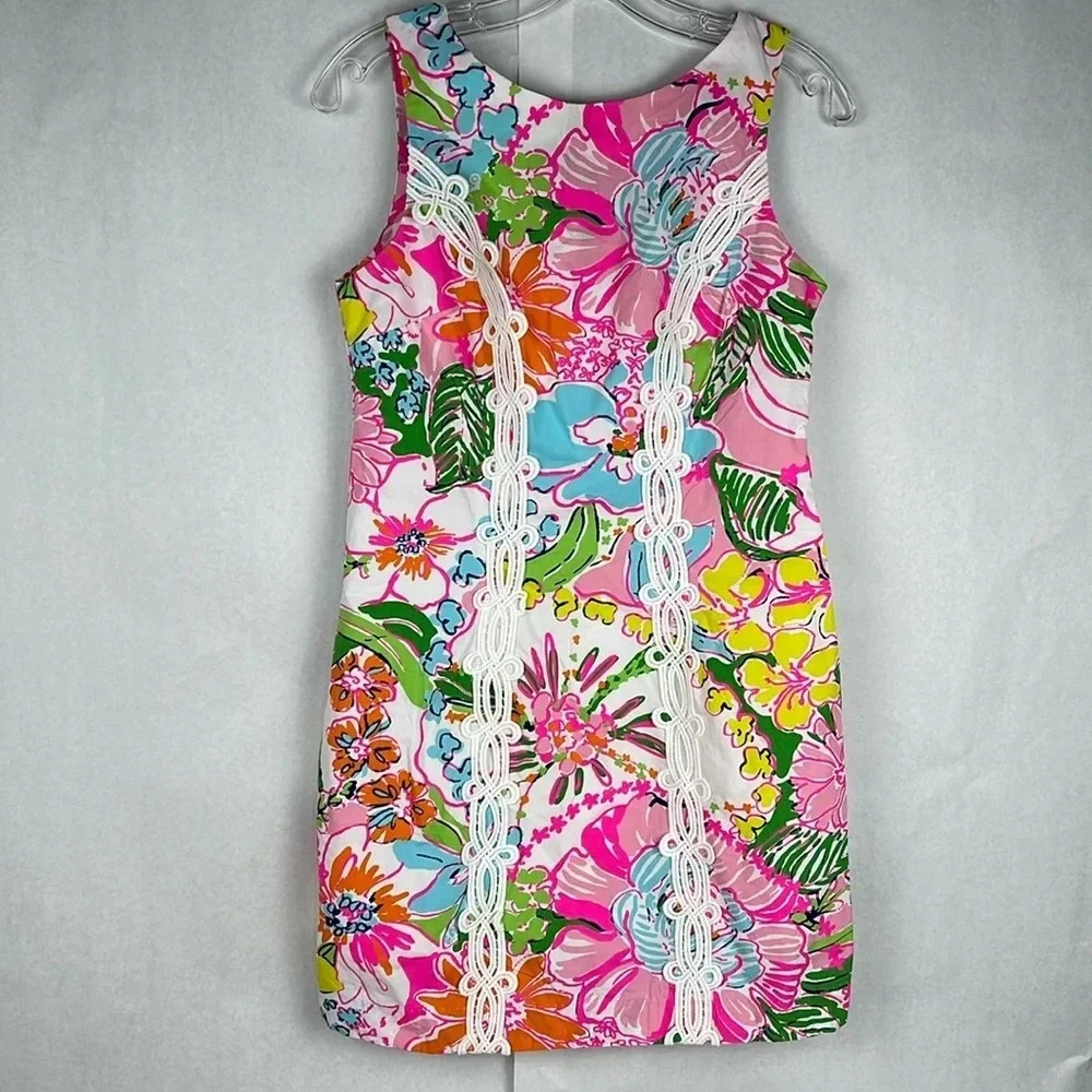 Lilly Pulitzer for Target Pink Floral Lace-Trim Mini Dress - Picture 2 of 14